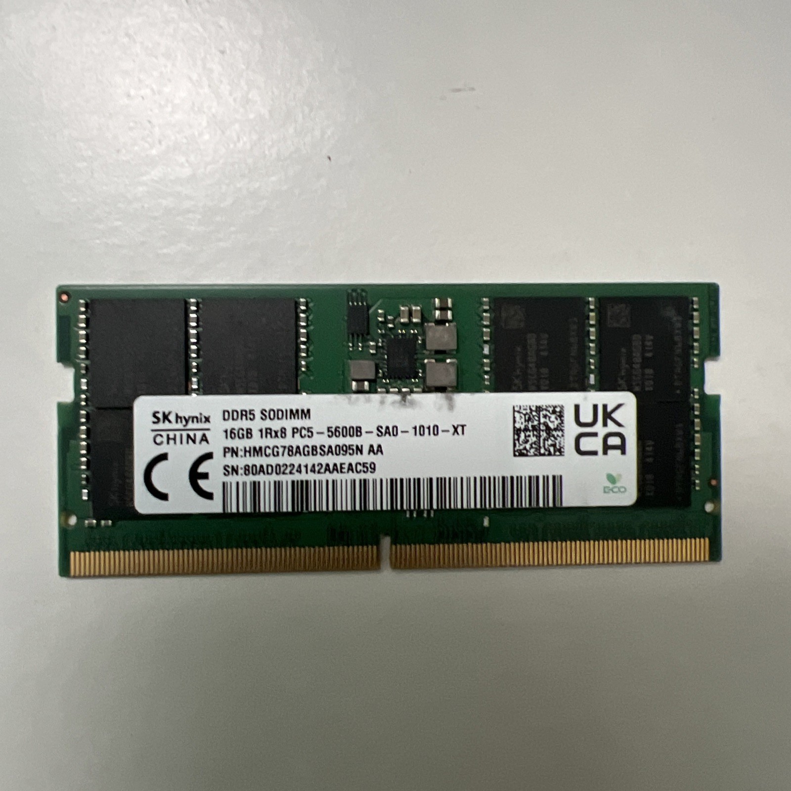 SK Hynix 16GB DDR5 5600 SODIMM RAM 1Rx8 PC5-5600B HMCG78AGBSA095N Perfect Cond