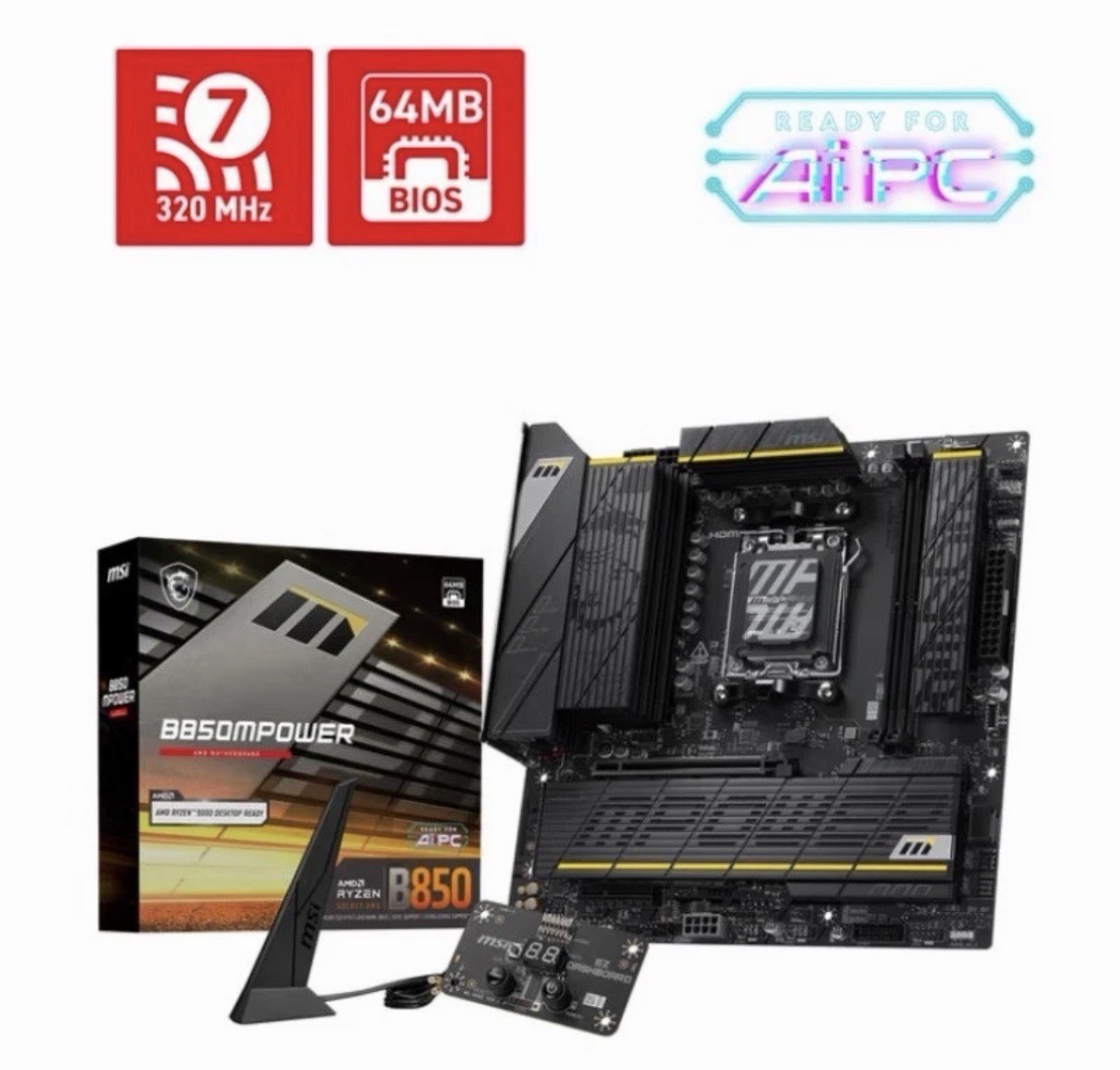 MSI B850M POWER AM5 Wi-Fi 7 M-ATX overclocking motherboard Fast Free delivery