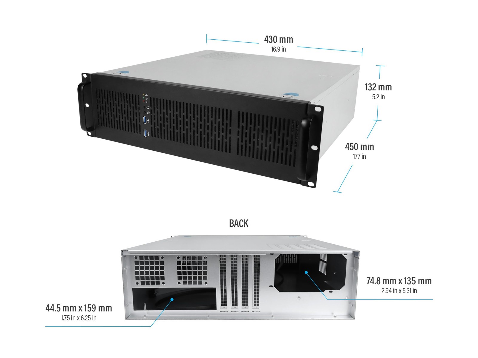 Rosewill RSV-Z3200U 3U Server Chassis Rackmount Case, 6x 3.5″ Bays, E-ATX Compat
