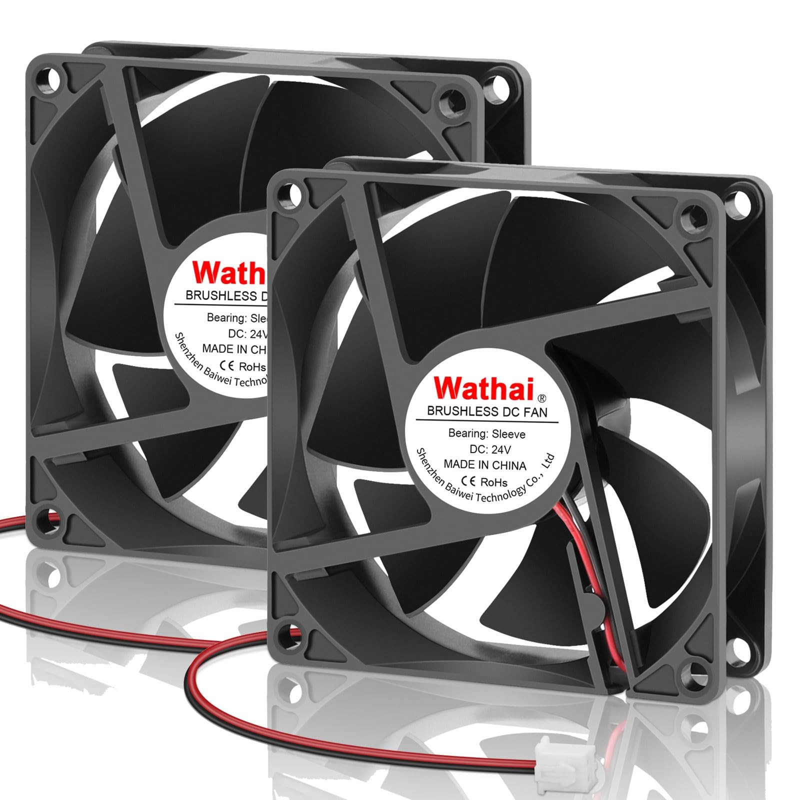80mm 24V DC Cooling Fan 2500RPM 40CFM 2Pin – Quiet Cooling for Electronics
