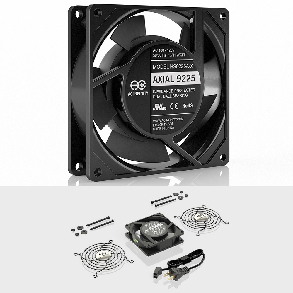 92mm 25mm Cooling Muffin Fan 100-120V AC Ball Bearing HIGH SPEED 4″ (HS9225A-X)