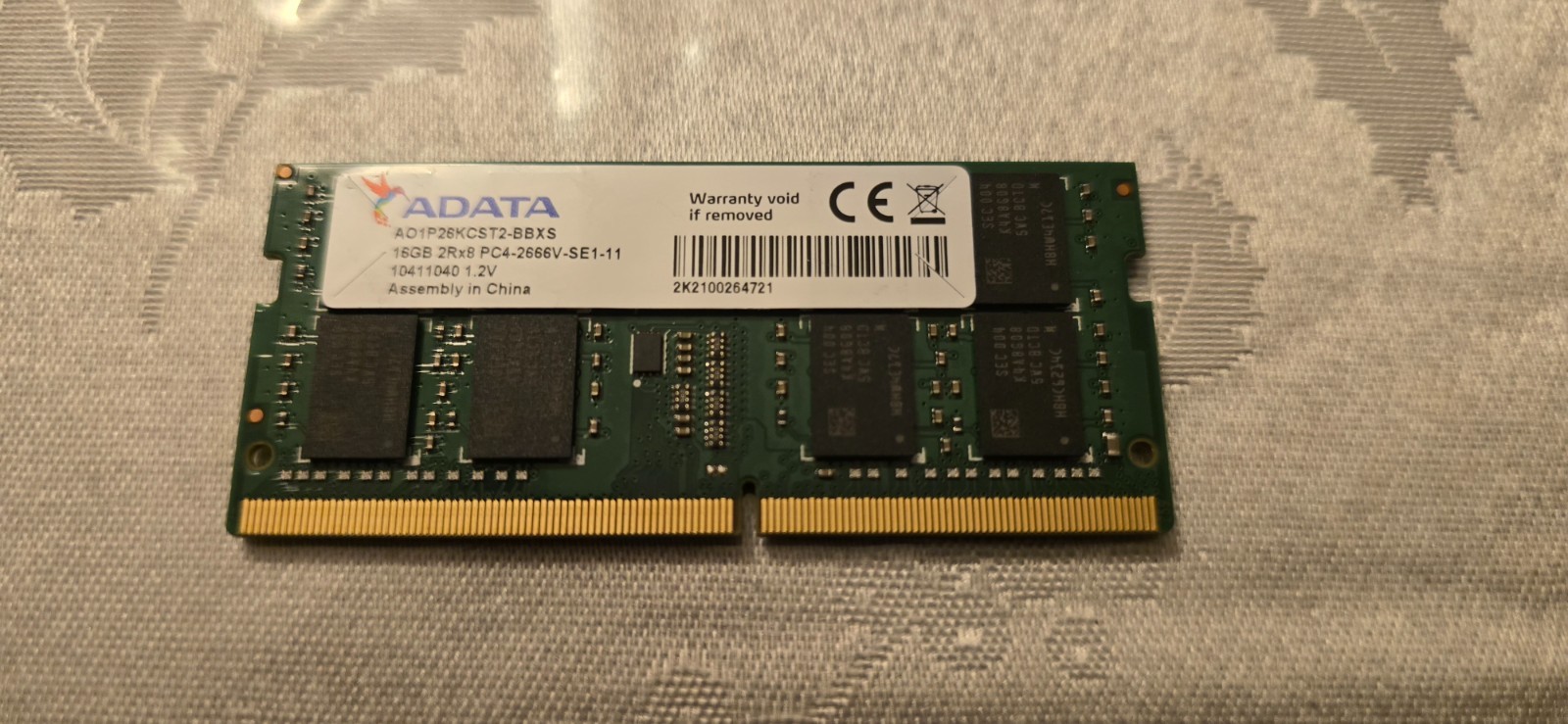 ADATA 16GB 2Rx8 PC4-2666V DDR4 SODIMM – AO1P26KCST2-BBXS