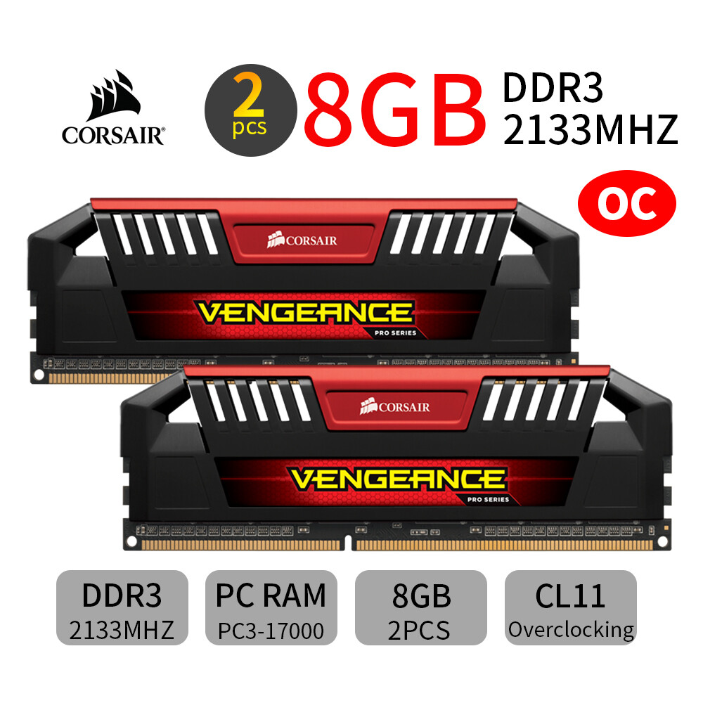 Corsair VENGEANCE Pro 16GB Kit 2x 8GB DDR3 OC 2133MHz PC3-17000 Memory Red AB