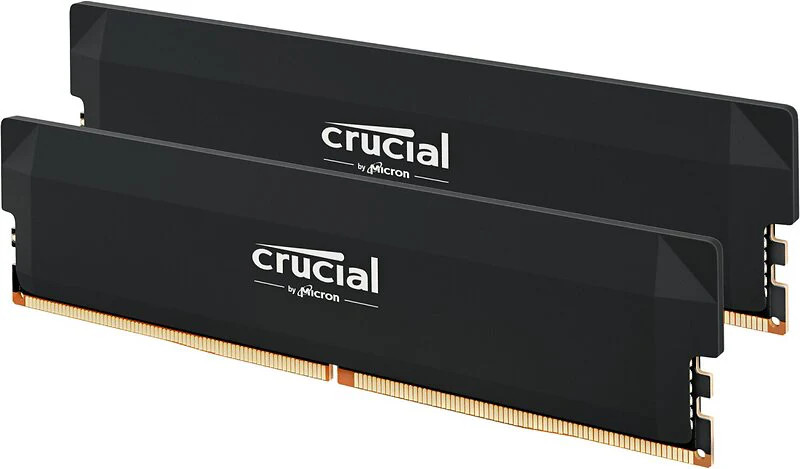 Crucial Pro OC 32GB (2x16GB) DDR5-6400 CL38 UDIMM RAM Black CP2K16G64C38U5B