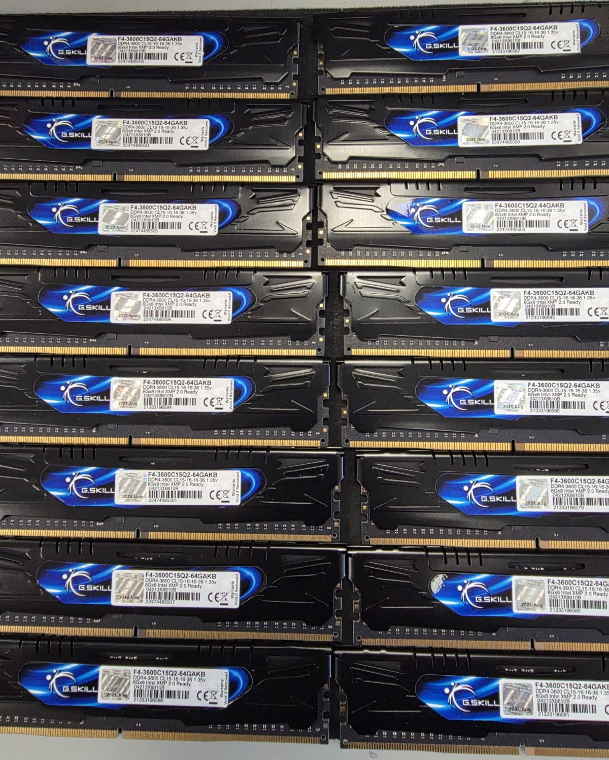 G.SKILL DDR4-3600 128GB (16x8GB) DIMM RAM XMP 2.0 Ready F4-3600C15Q2-64GAKB