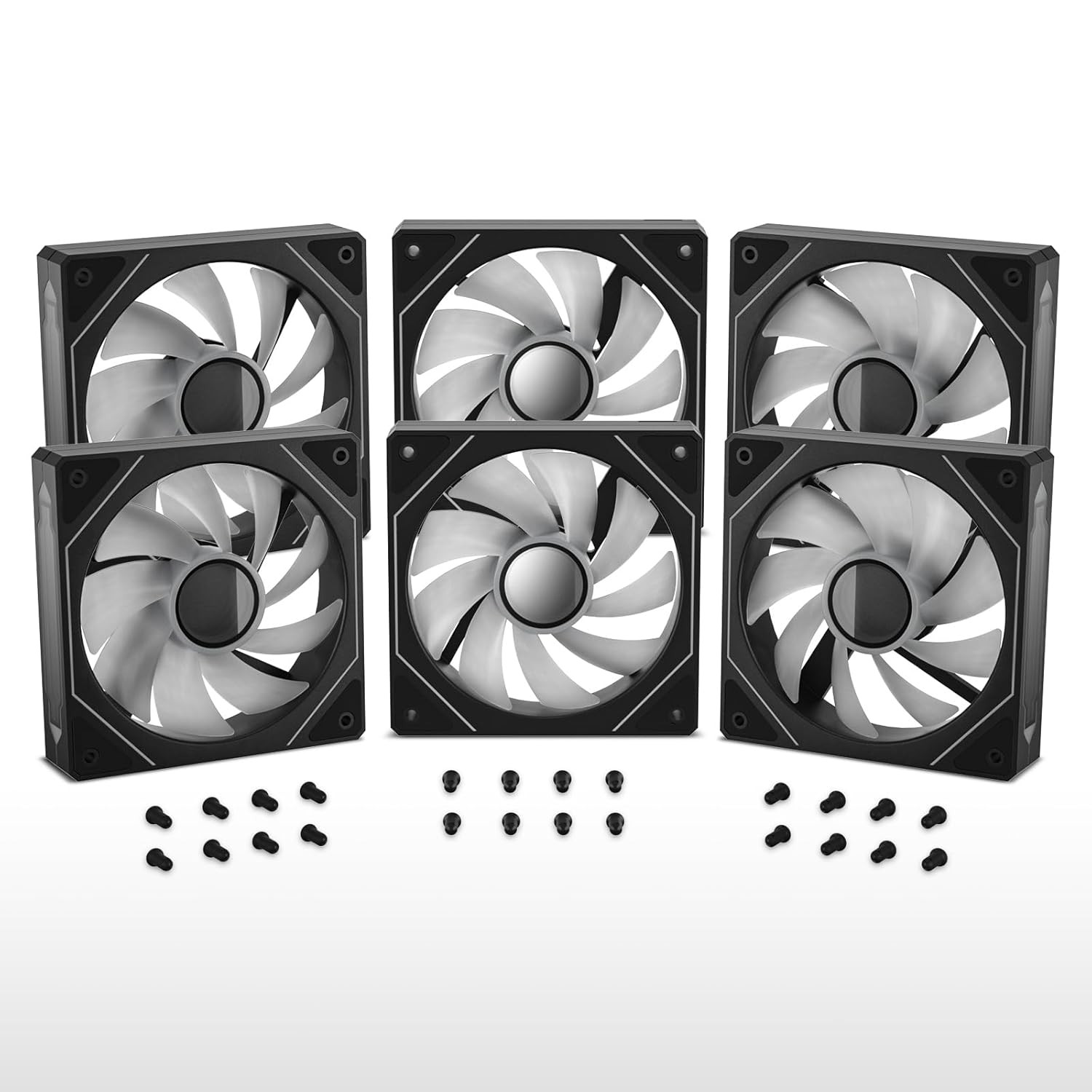 DARKROCK F120 6-Pack 120mm Infinite Mirror Case Fans – Black
