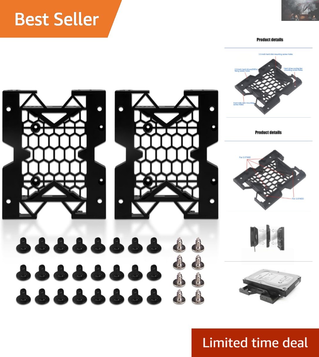Heavy-Duty 5.25″ to 3.5″ HDD/2.5″ SSD Mounting Bracket with Cooling Solution