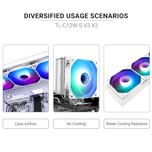 TL-C12W-S V3 CPU Fan 120mm Case Cooler Fan ARGB, 4pin PWM Connector WHITE
