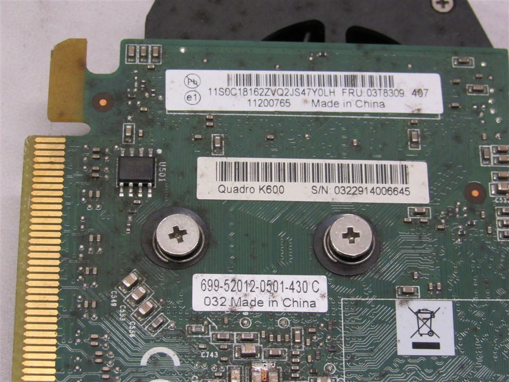 Lot of 3 Nvidia Quadro K600 1GB PCI-E DVI Display Port Full Height Video Card
