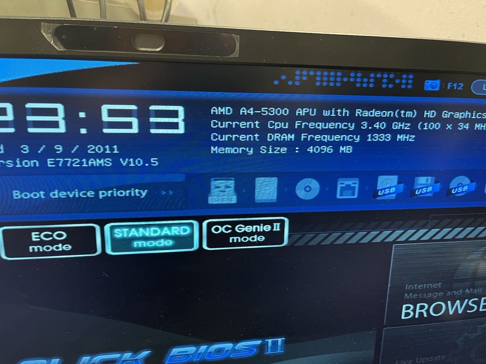 MSI FM2-A55M-E33 AMG Motherboard W/ A4-5300 CPU Combo And 4GB Mem And cooler