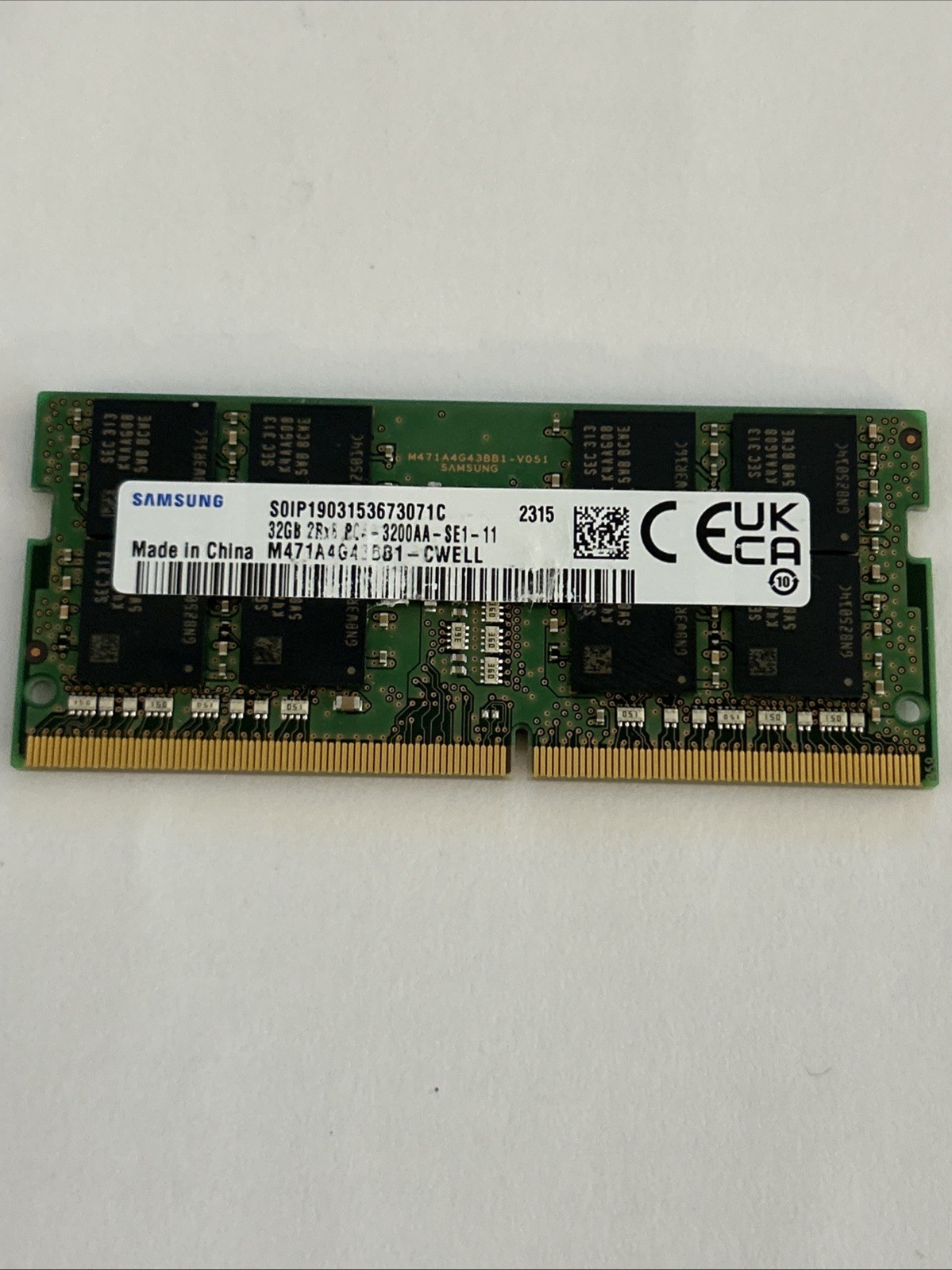 Samsung 32GB DDR4 SODIMM 3200 MHz PC4-25600 Laptop Memory RAM (M471A4G43BB1-CWE)