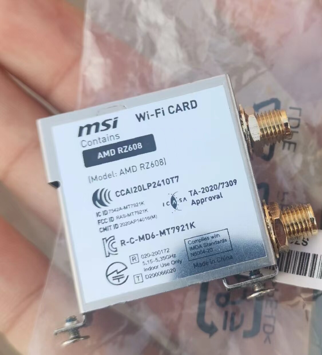 MSI AMD RZ608 /RZ616 WI-FI 6E GO Wireless 2×2 WIFI Module Bluetooth Card