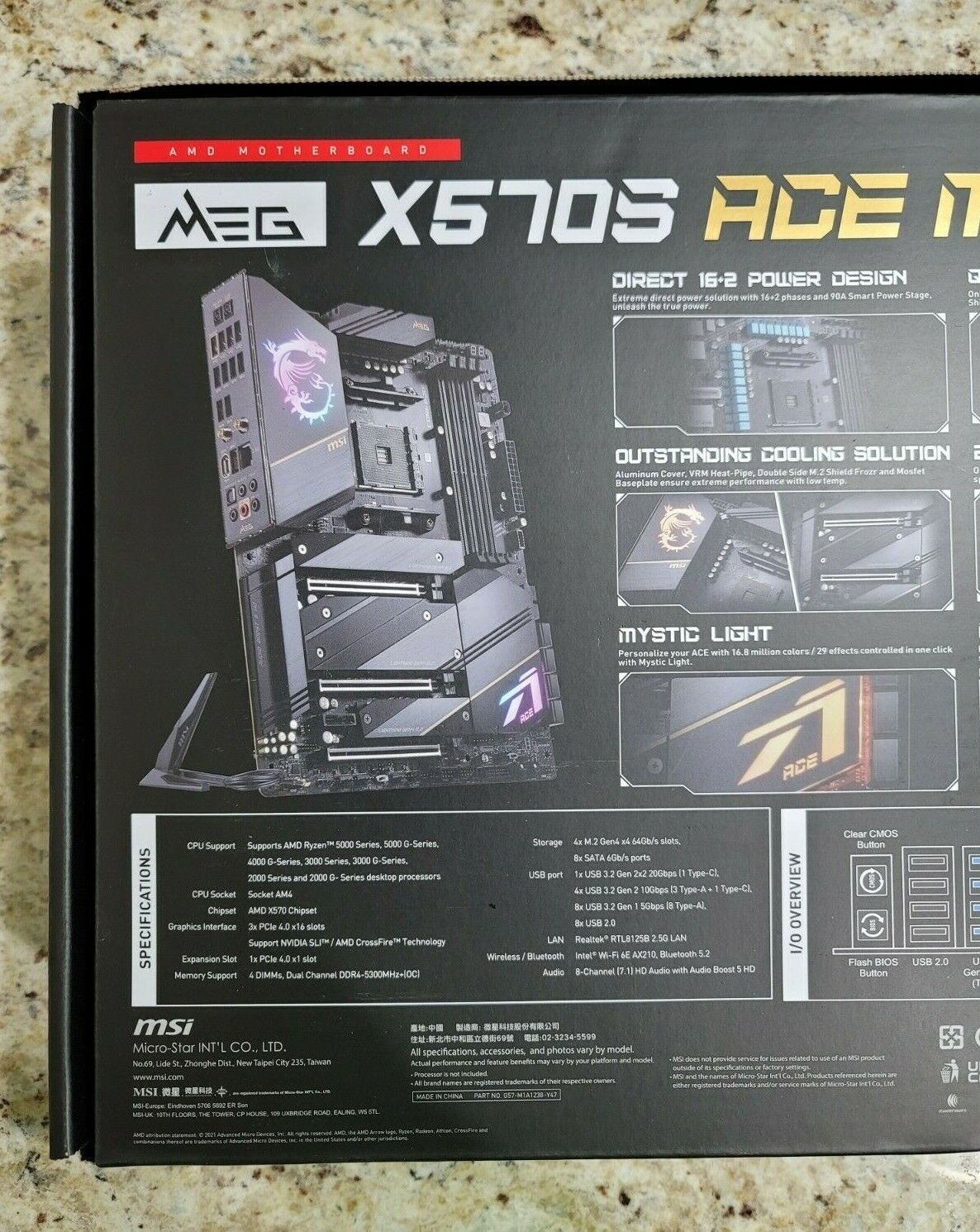 MSI MEG X570S ACE MAX WiFi 6E M.2 PCIe 4.0 motherboard support amd r7 5800x