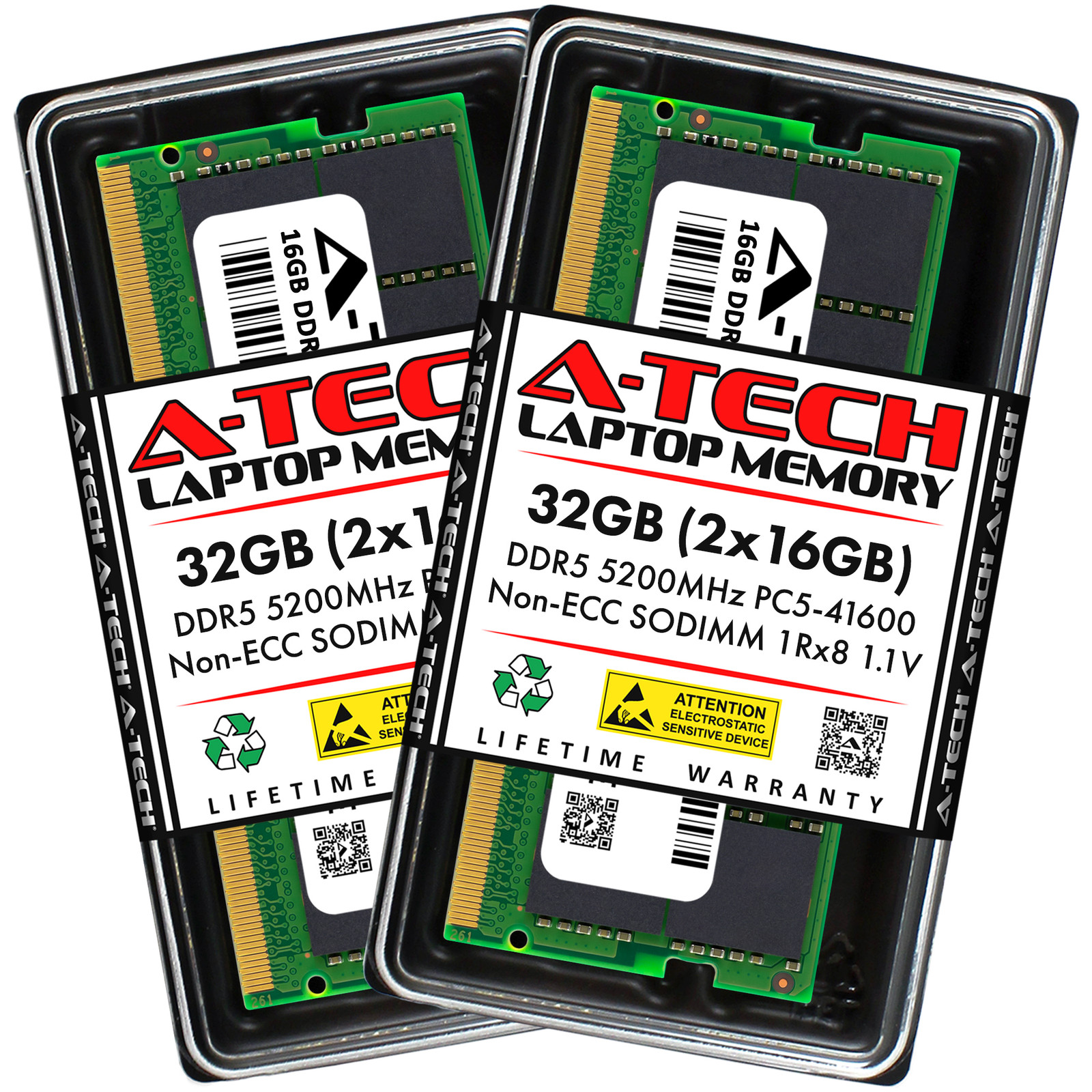 A-Tech 32GB 2x 16GB PC5-41600 DDR5 5200 MHz Non-ECC SODIMM Laptop Memory RAM x2