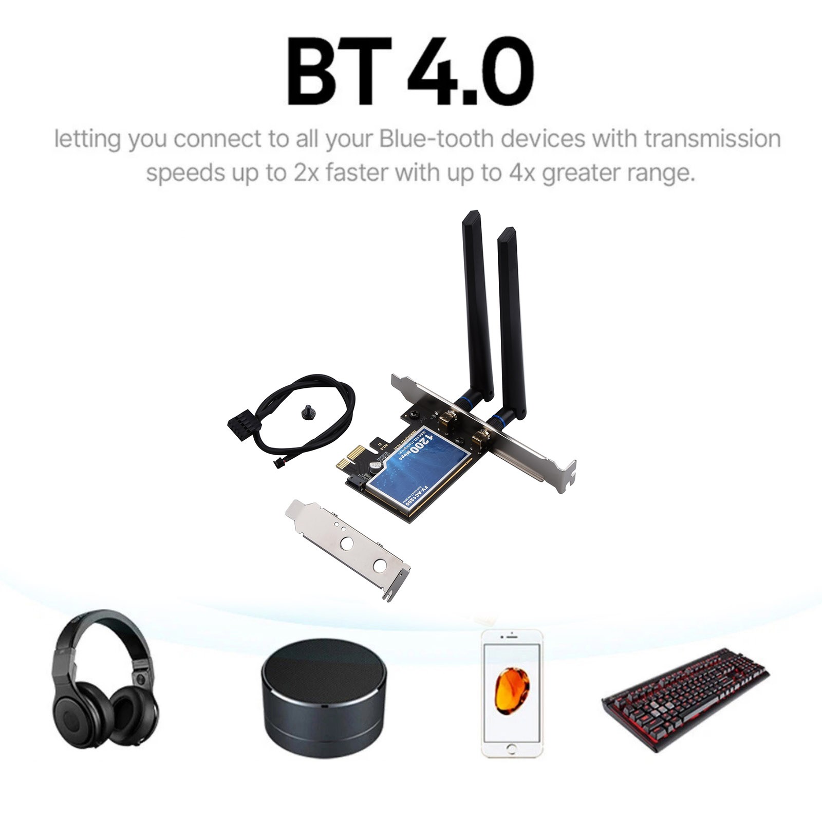 AC1200 Dual Band PCIe Card FV-AC1200 867Mbps+300Mbps BT4.0 Compatible Win7-11