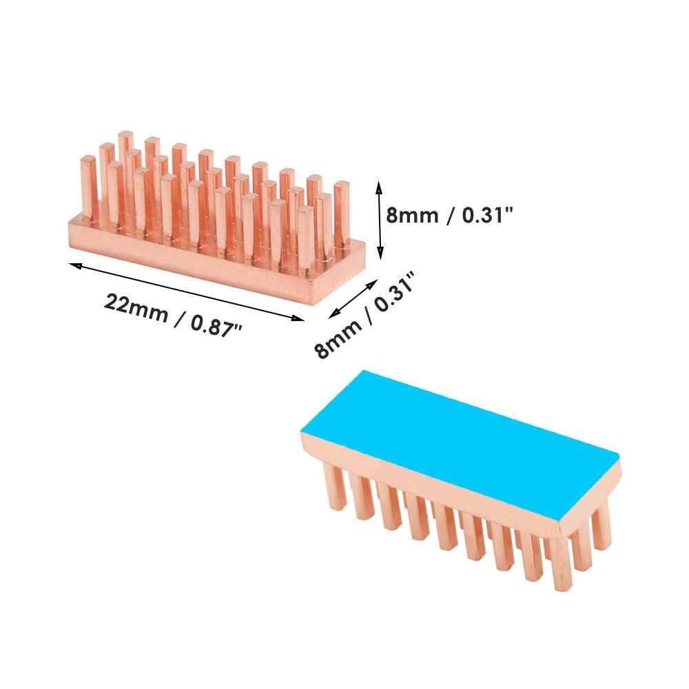 22x8x8mm Copper Pin Fins Heatsink With or Without Tape For DIP IC Electronics