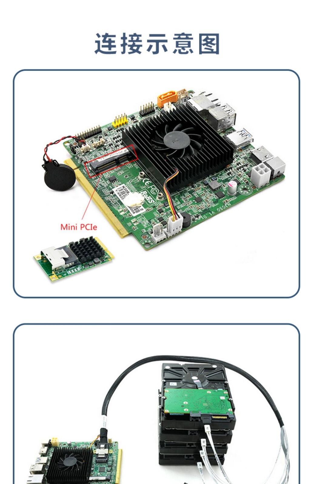 MiniPCIe to 4-port 6Gbps SATA expansion straight not support SAS