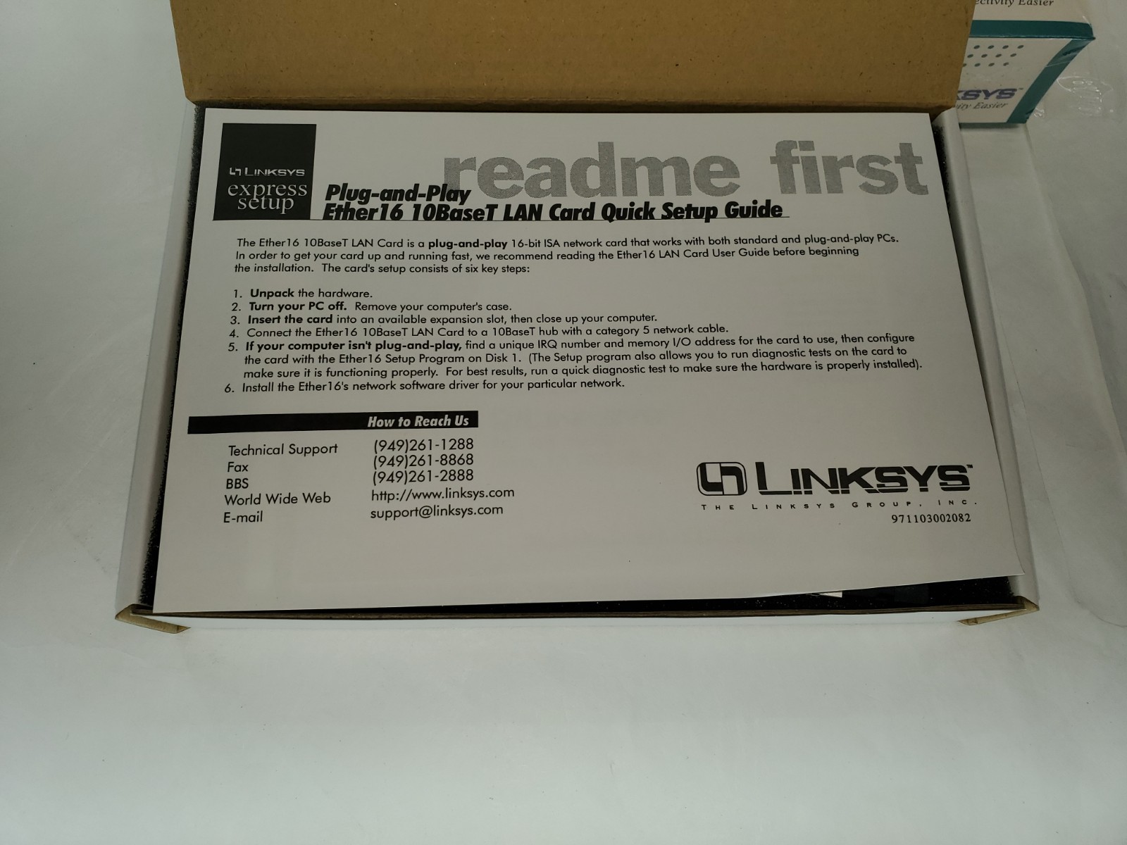 Linksys ISA NE2000 LNE2000T ETHER16 ethernet lan card NEW FACTORY BOX 10BT RJ45