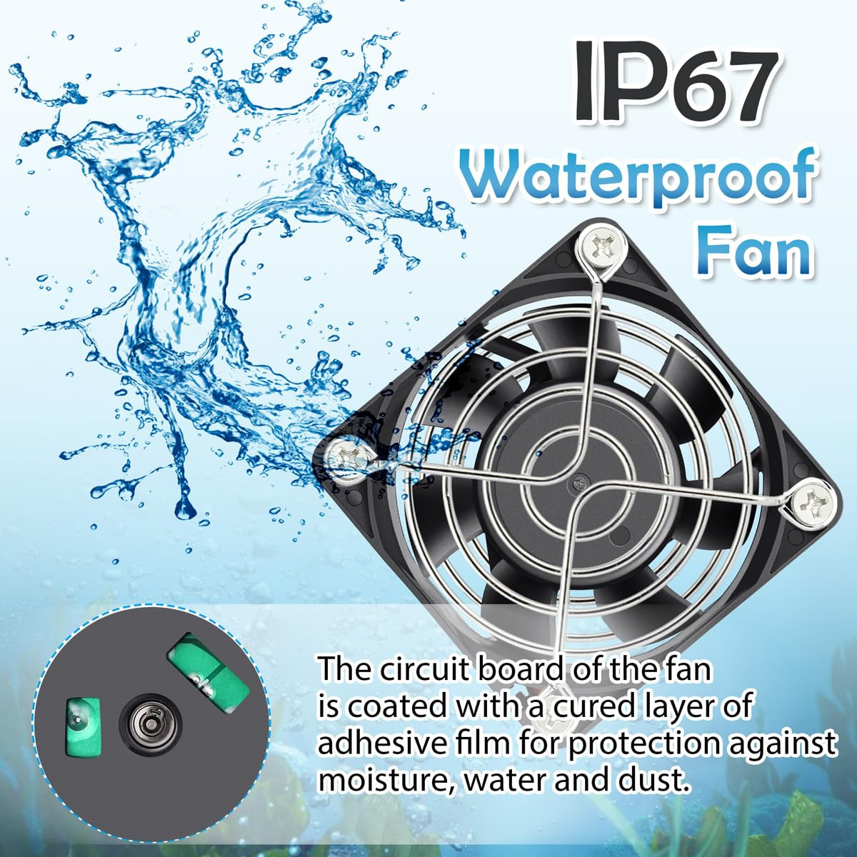 60Mm X 25Mm 12V IP67 Waterproof Cooling Fan 2Pin Dual Ball Bearing |