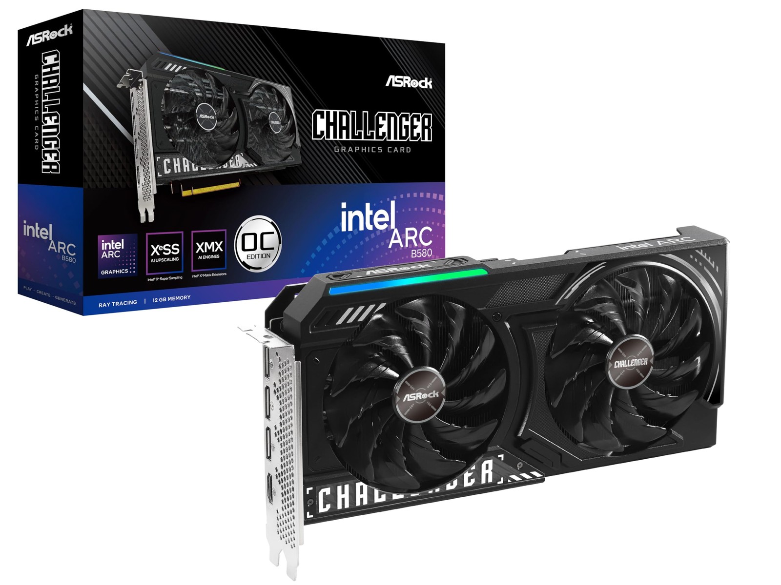 ASRock Intel Arc B580 Challenger PCIe 5.0 Compatible 2.8GHz 12GB OC GDDR6 Video