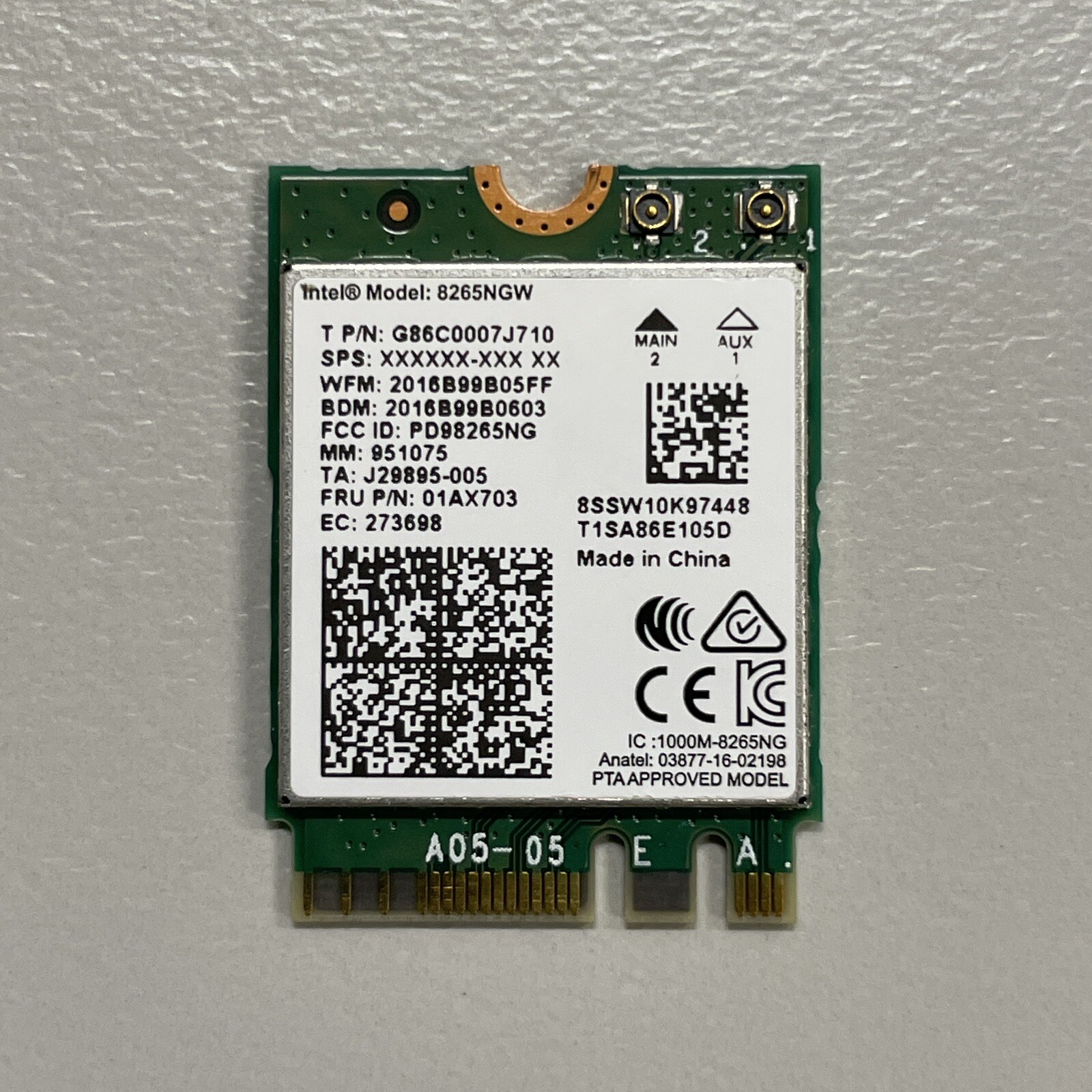 Genuine Intel Dual Band Wireless-AC 8265 M.2 2230 802.11ac WiFi Card 8265NGW