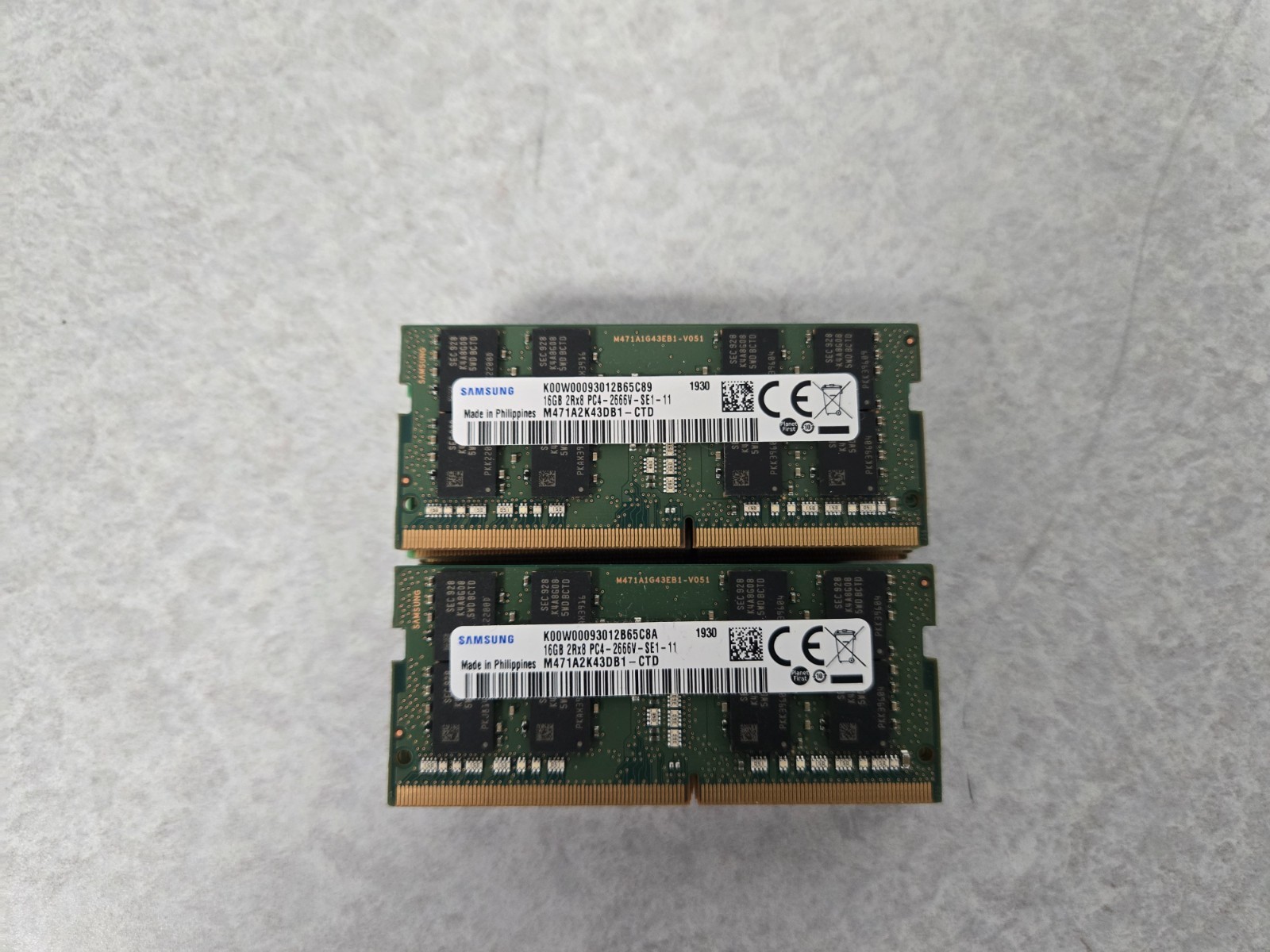 LOT – 10x Sticks – 10x 16GB-PC4-2666V DDR4 SO-DIMMs Samsung TESTED