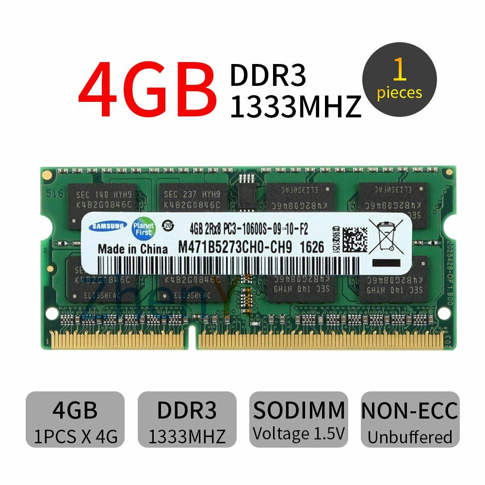 Samsung 4GB 2GB PC3-10600S DDR3 1333mhz 204Pin SODIMM Laptop Memory SDRAM LOT AB