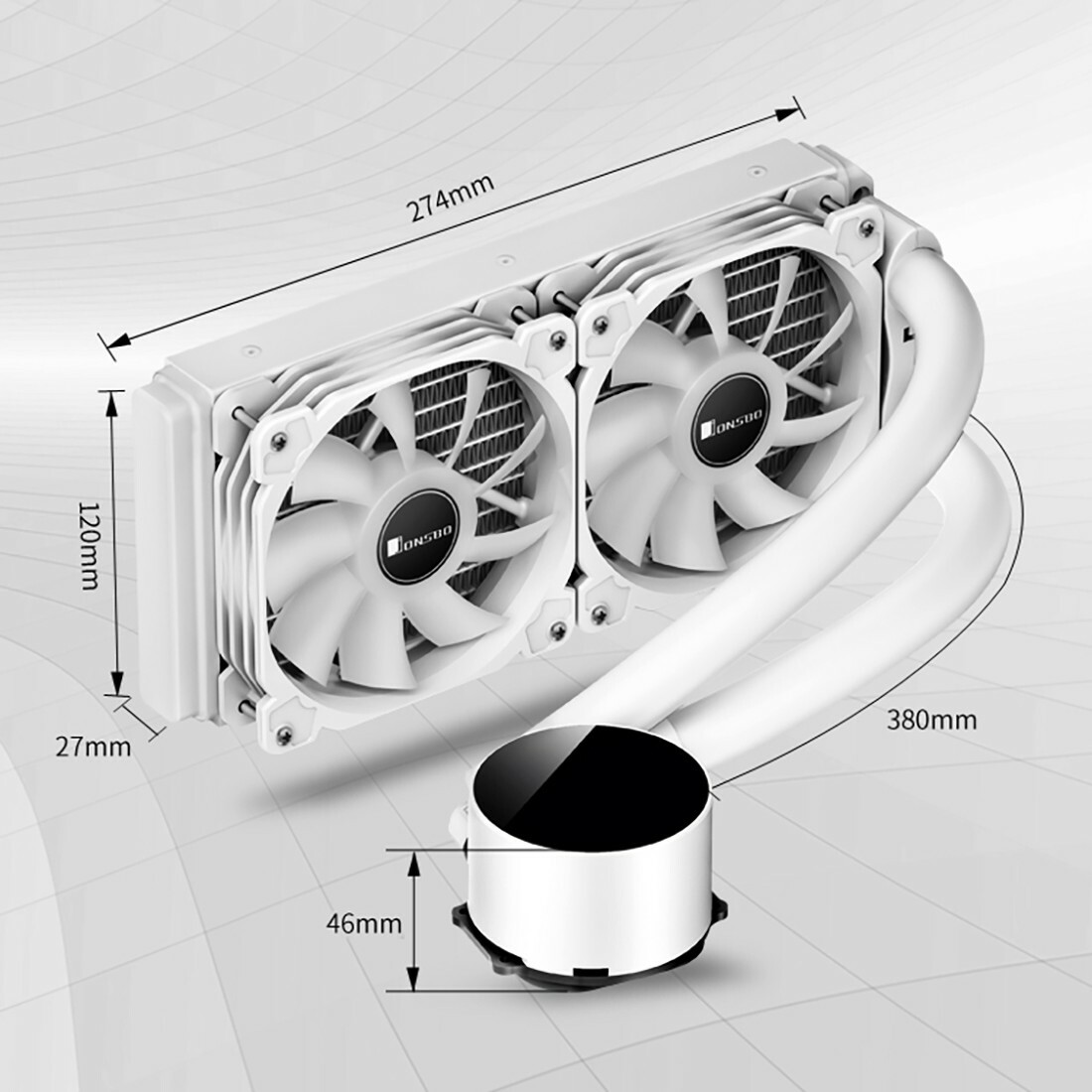 Liquid CPU Cooler White 240mm ARGB PWM Fans Pipe Glow Water Cooling Radiator Kit