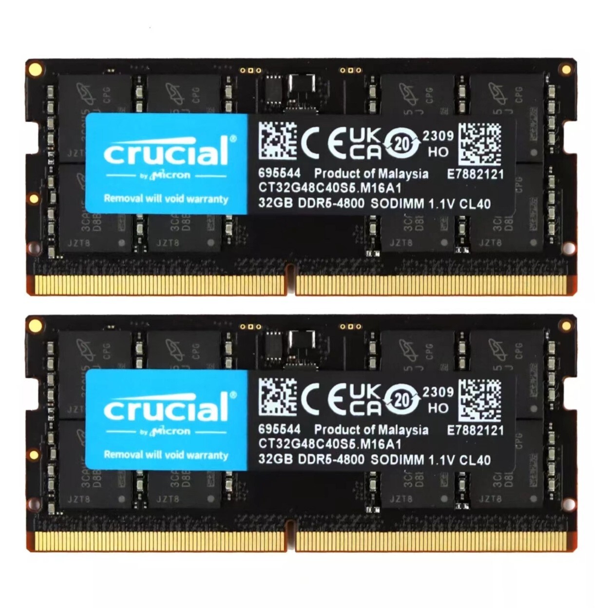 Crucial 64GB 2X32GB DDR5 4800MHz PC5-38400 SODIMM Laptop Memory Ram CT32G48C40S5