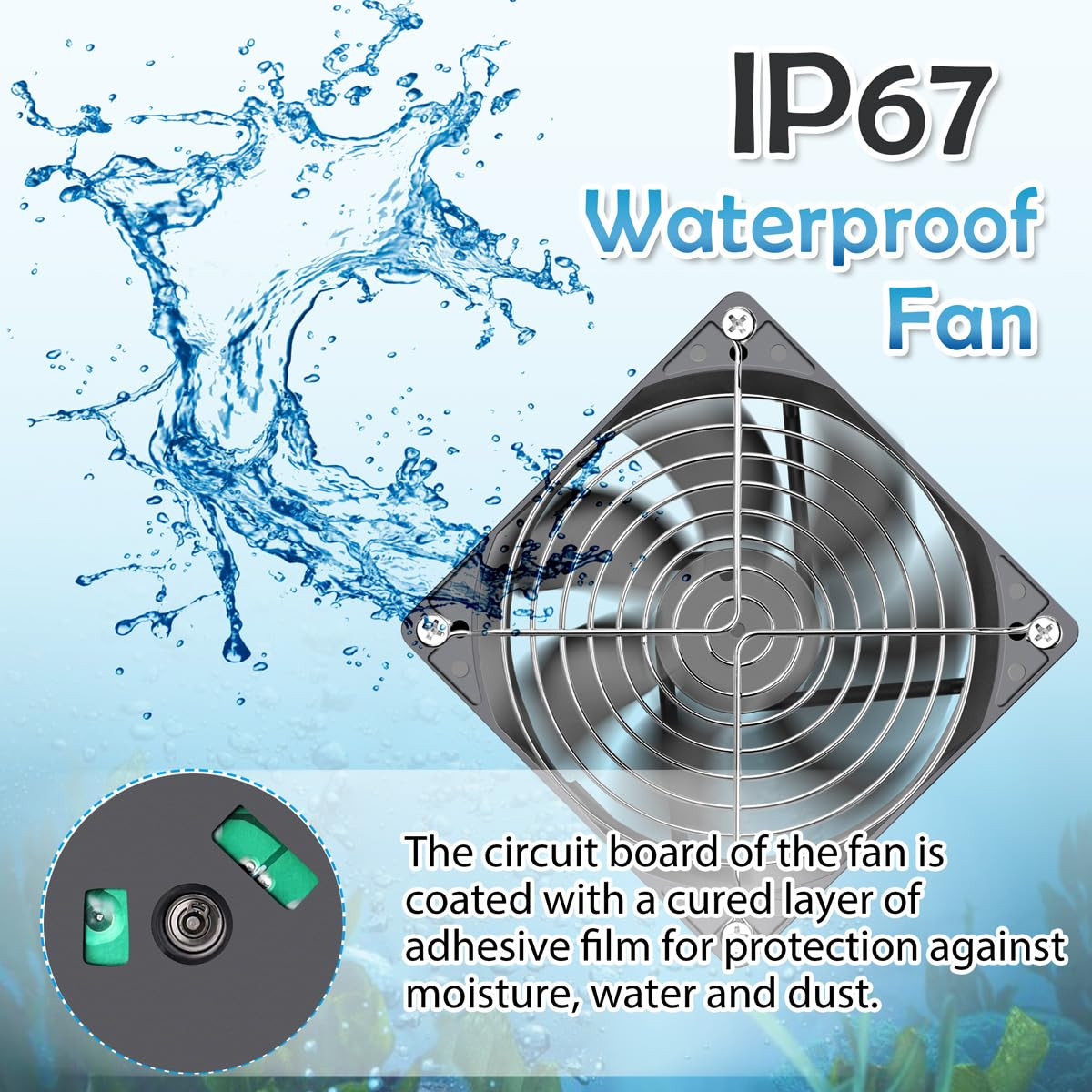 120Mm X 25Mm 12V DC IP67 Waterproof Fan High Speed Dual Ball Bearing Br