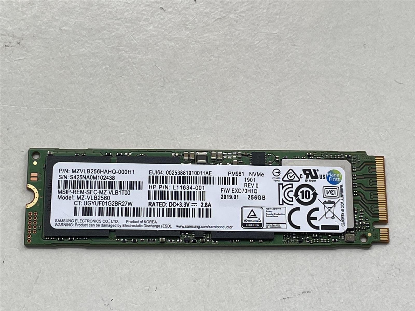 For HP L71812-001 Samsung PM981 Nvme MZVLB2560 256GB SSD Hard Drive