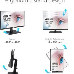 MONITOR ASUS 27" VA27EQSB - FHD - IPS HDMI - VGA - DISPLAY PORT - HUB USB - PIVOTEABLE - ALTURA AJUSTABLE - 75HZ - 5MS - EYE CARE