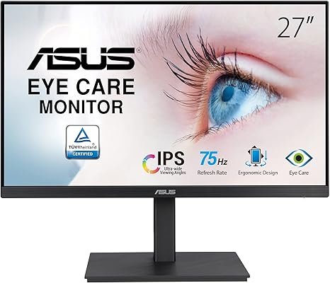 MONITOR ASUS 27" VA27EQSB - FHD - IPS HDMI - VGA - DISPLAY PORT - HUB USB - PIVOTEABLE - ALTURA AJUSTABLE - 75HZ - 5MS - EYE CARE