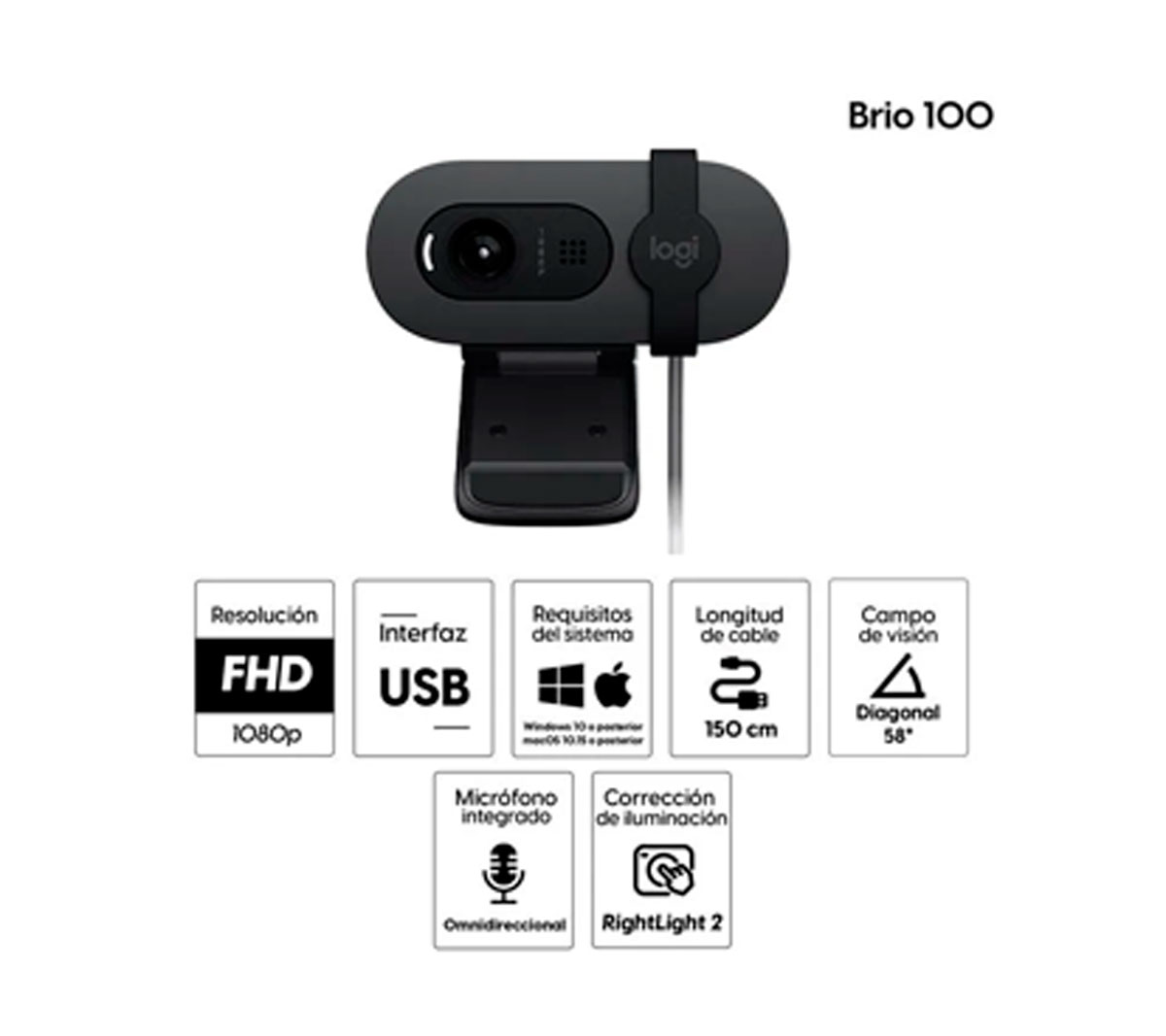 CAMARA WEB LOGITECH BRIO 100