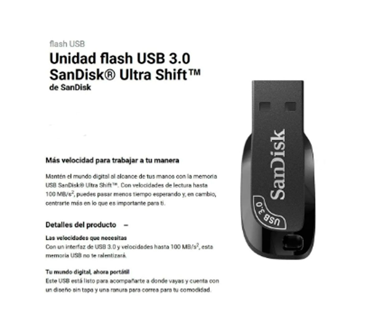 MEMORIA USB SANDISK ULTRA SHIFT 3,0 - NEGRA
