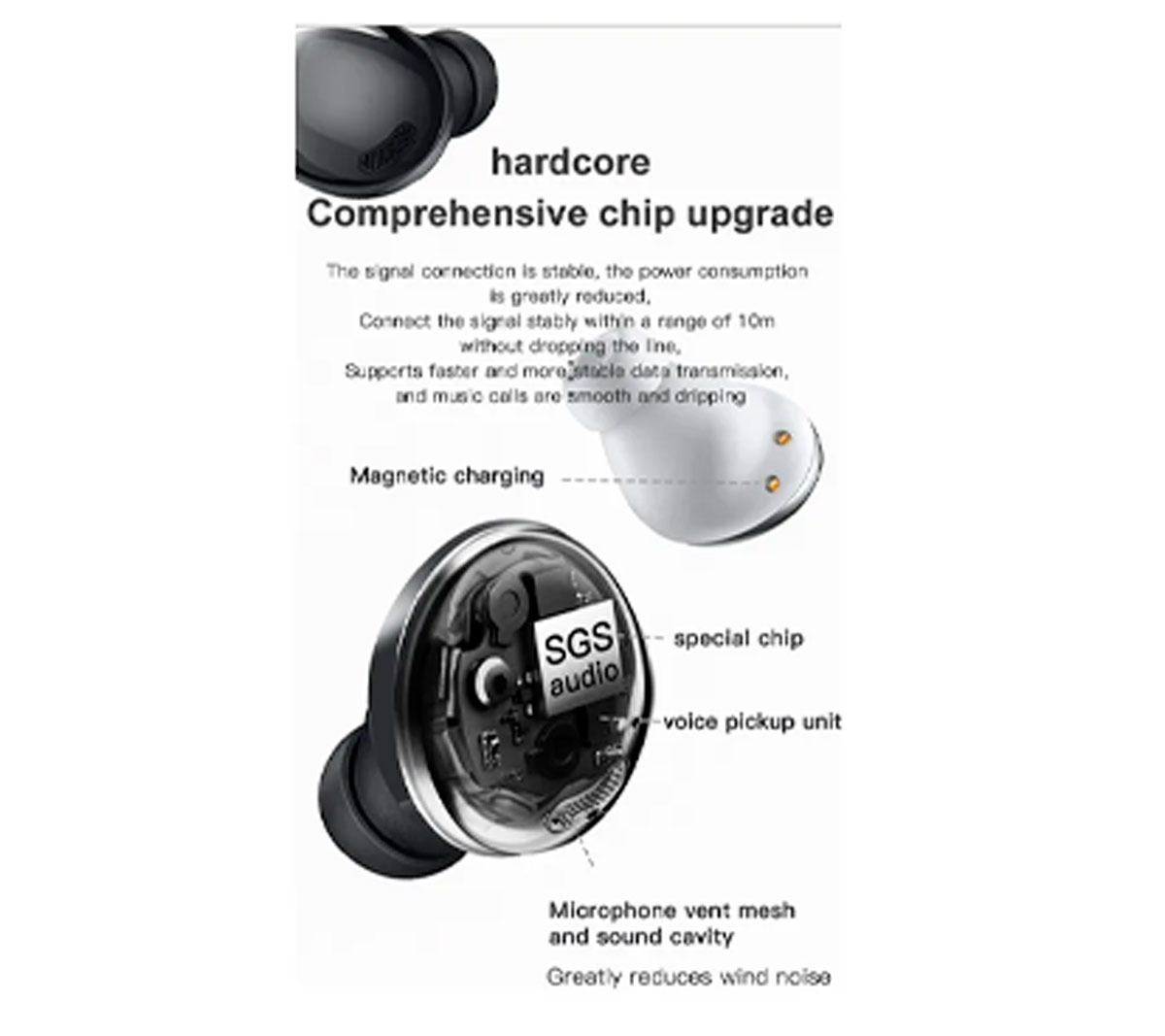 AUDIFONOS INALAMBRICOS SGS-7 NEGRO