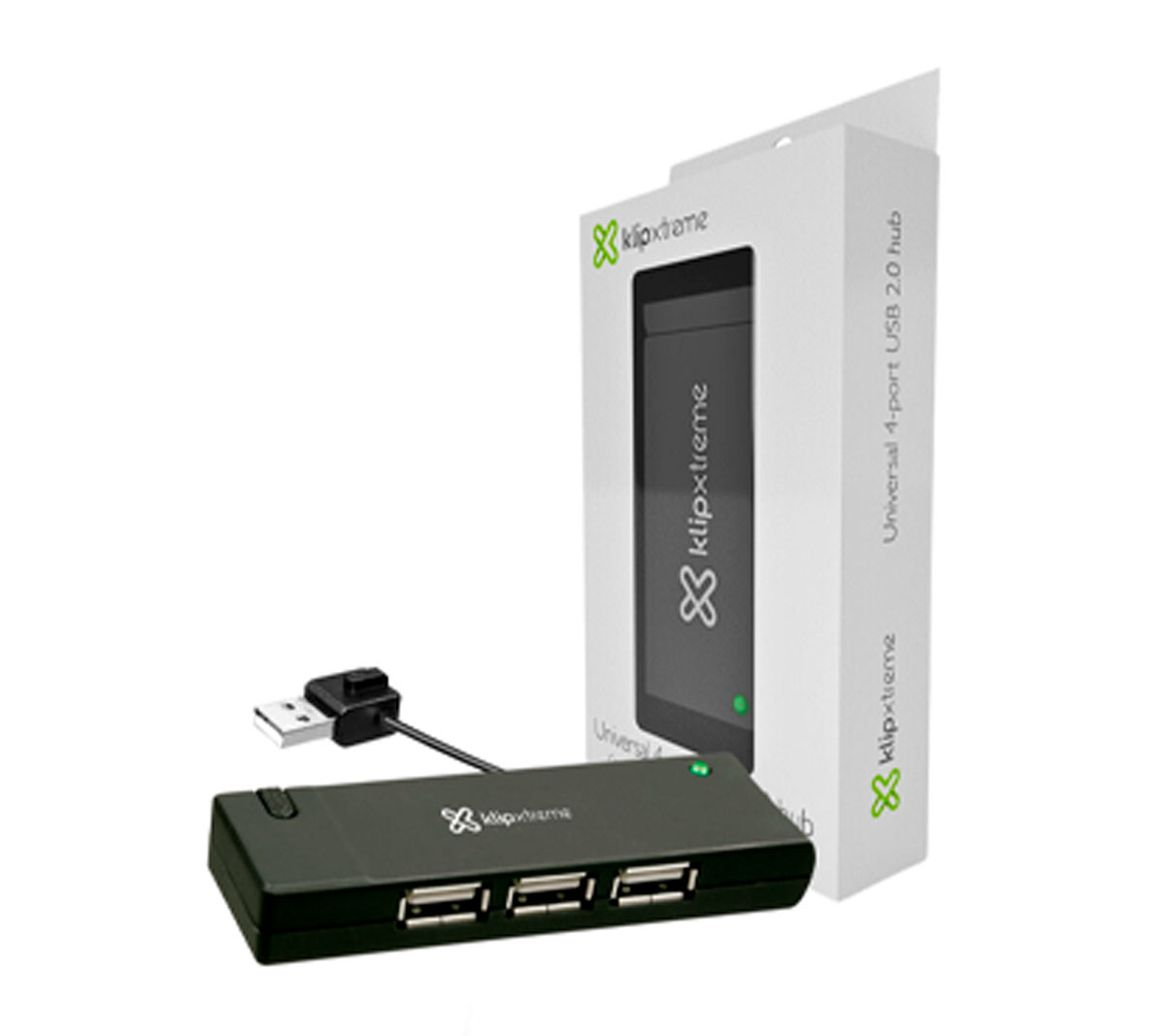 KLIPX BLACK 4 PORT PORTABLE USB HUB 2.0 KUH400B
