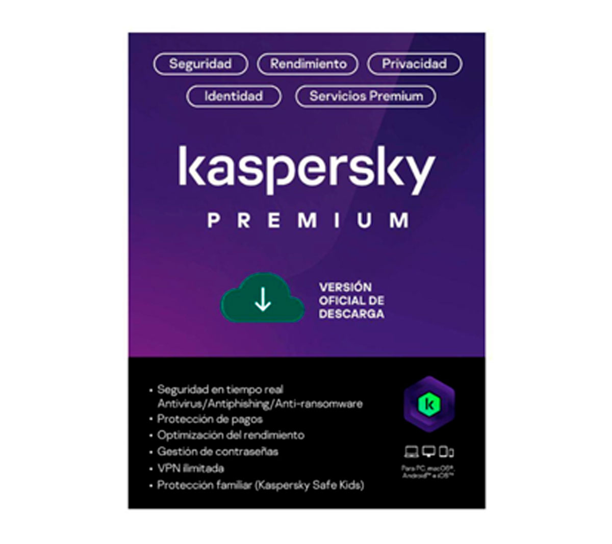 KASPERSKY PREMIUM MOBILE ANDROID - IOS - 1 DISPOSITIVO - 12 MESES