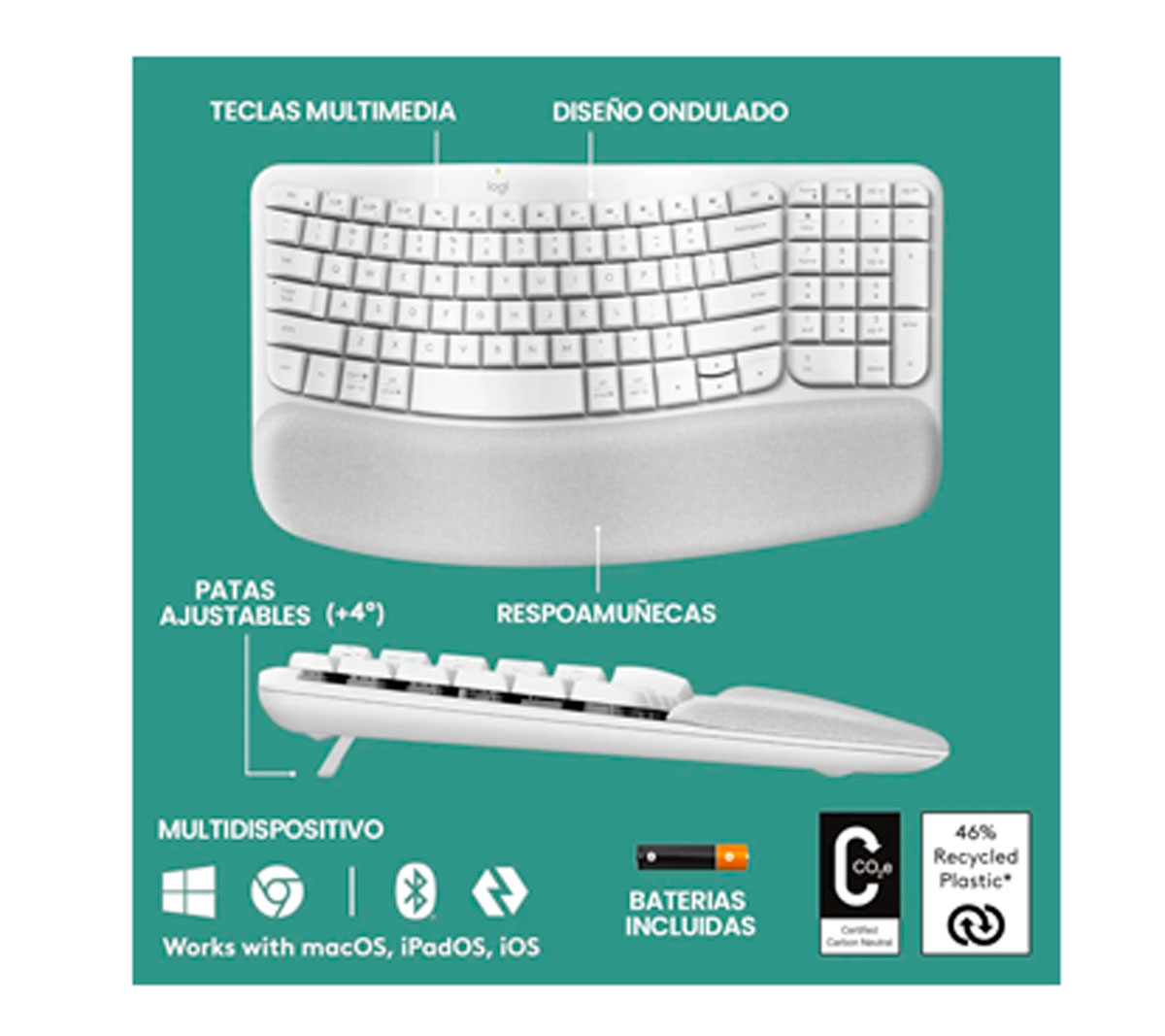 TECLADO LOGITECH WAVE - ERGONOMICO - INALAMBRICO TECLADO LOGITECH WAVE - ERGONOMICO - INALAMBRICO