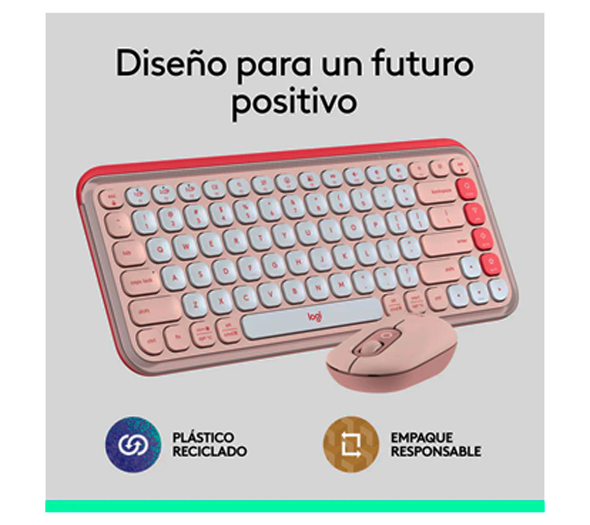 COMBO TECLADO Y MOUSE LOGITECH POP ICON - INALAMBRICO - ROSA Y BLANCO