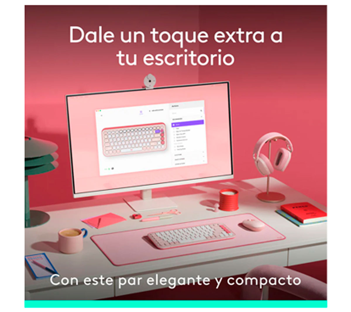 COMBO TECLADO Y MOUSE LOGITECH POP ICON - INALAMBRICO - ROSA Y BLANCO