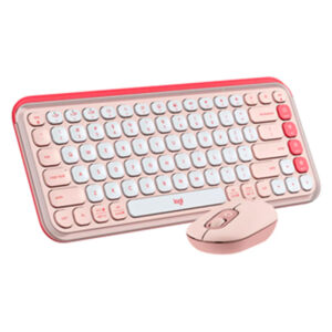 COMBO TECLADO Y MOUSE LOGITECH POP ICON - INALAMBRICO - ROSA Y BLANCO