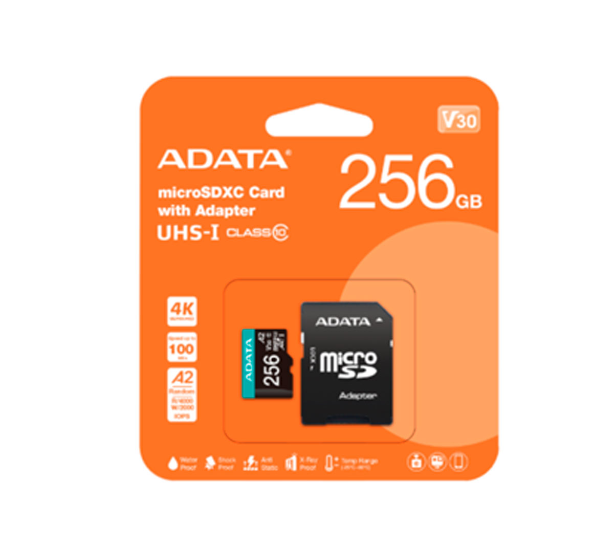 MEMORIA MICRO SD ADATA 256GB CLASE 10 - V30S -100MBS/85MBS
