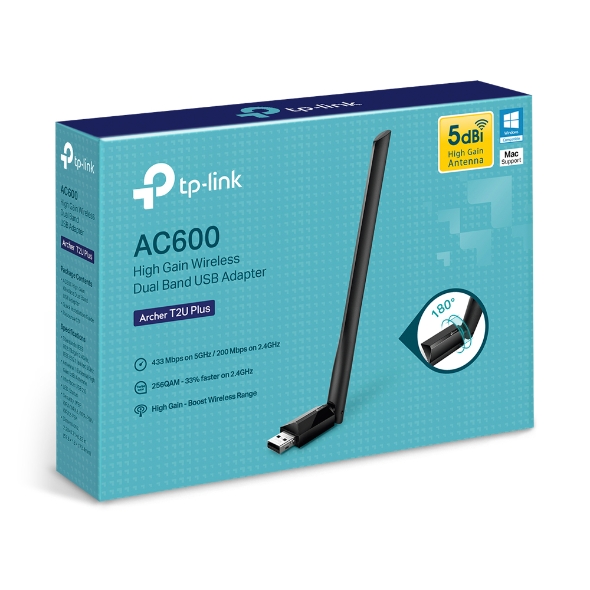 ADAPTADOR INALAMBRICO USB TP-LINK ARCHER T2U PLUS - AC600