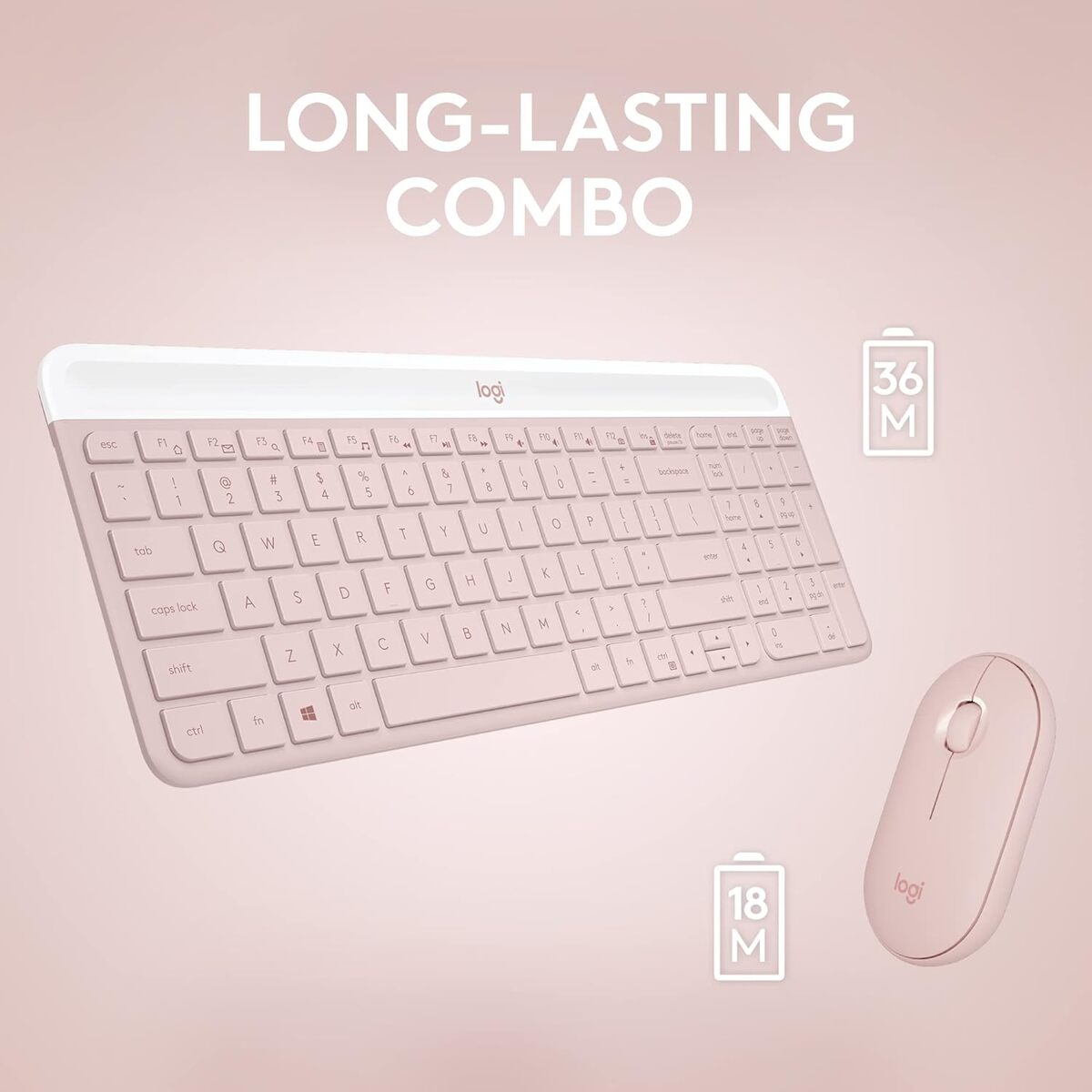 COMBO TECLADO Y MOUSE LOGITECH MK470 - ROSA