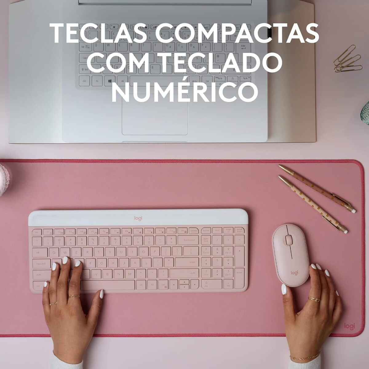 COMBO TECLADO Y MOUSE LOGITECH MK470 - ROSA